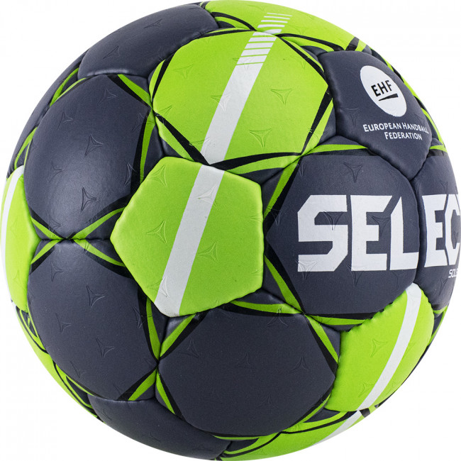 Мяч гандбольный SELECT Solera, 1632858994,Senior (р.3), EHF Appr,ПУ, руч.сш, зелено-серый 