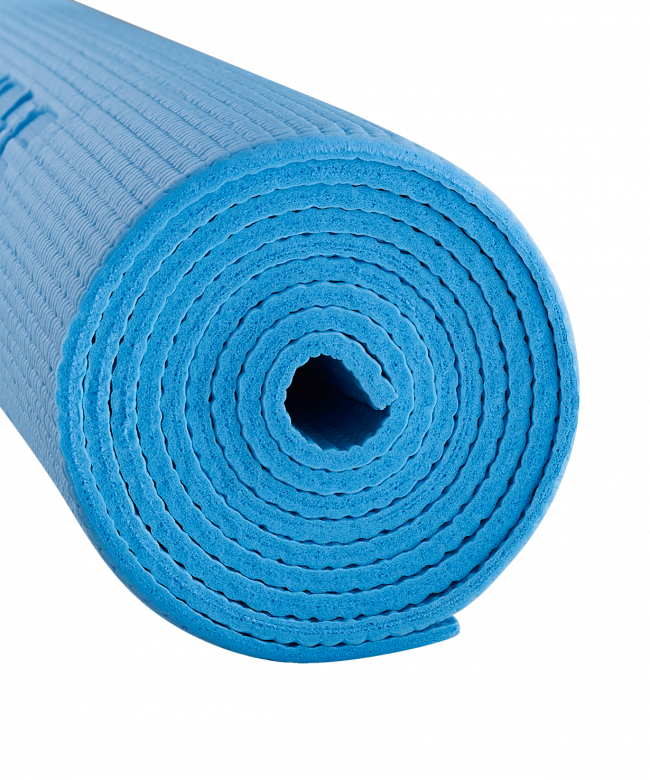 Коврик для йоги и фитнеса FM-101, PVC, 183x61x0,6 см, синий пастель 