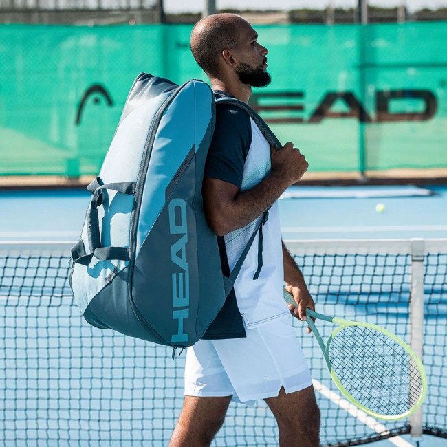 Сумка-чехол HEAD Tour Racquet Bag L, 260713-CB, с карманом для 9 тен.ракеток, сине-темно.бирюзовый 