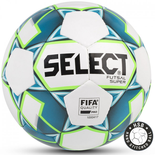 Мяч футзальный SELECT Futsal Super V22 3613446002,р.4, FIFA Pro, ПУ,руч.сш,бел-син-зел 