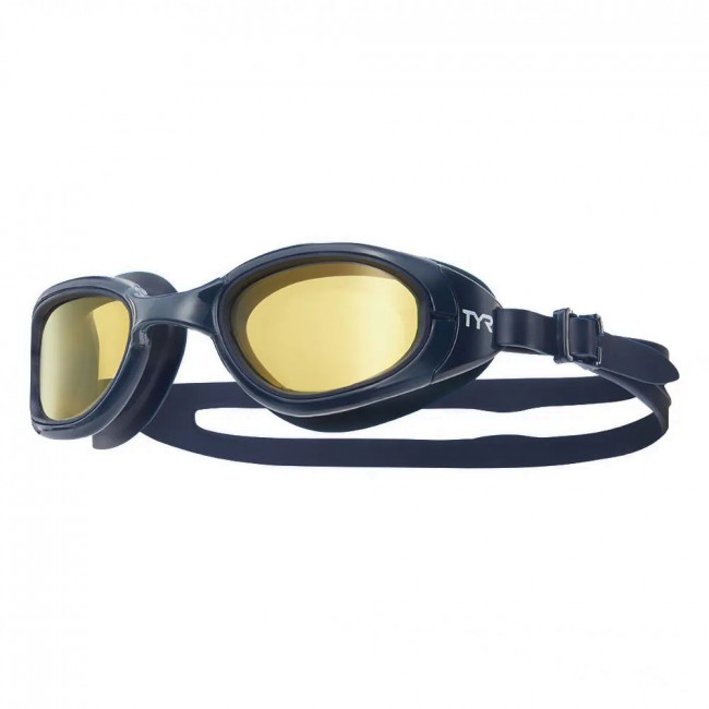 Очки для плавания "TYR Special Ops 2.0 Non-Mirrored", арт.LGSPL2P-785, ЖЕЛТЫЕ линзы, темносиняя опр. 