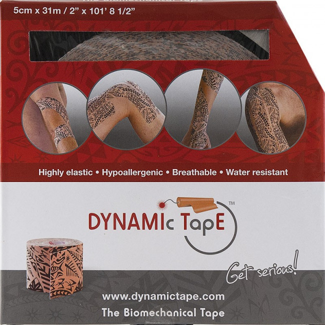 Тейп динамический Dynamic Tape, арт. DT05TTB, шир. 5 см, дл. 31 м, телесный/черн. тату 
