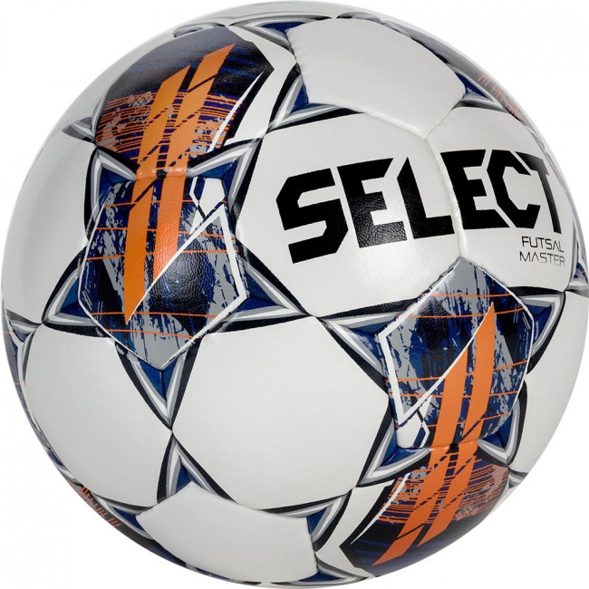 Мяч футзальный "SELECT Futsal Master Grain V22" арт.1043460006, р.4, 32пан, ПУ, руч.сш, бел-син-оранж 
