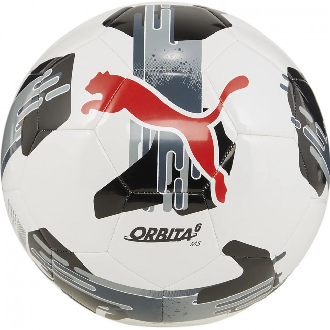 Мяч футбольный PUMA Orbita 6 MS, 08433502, р.5, 32 пан, ТПУ, машинная сшивка, бело-красный 