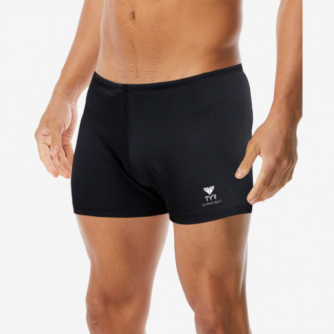 Плавки-шорты TYR Energia Durafast Elite Solid Square Leg, SQDUS7A-001,р.30 (рос.46),черный 