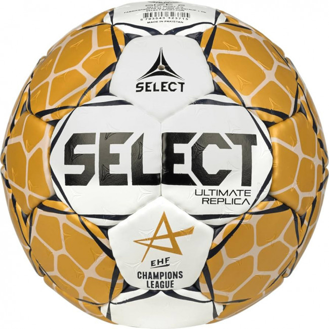 Мяч гандбольный SELECT Ultimate Replica v23, 1671854900, р.2 (Jr), EHF Appr, ПУ, руч.сш, бело-золотистый 