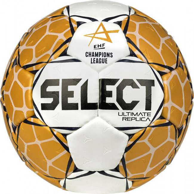 Мяч гандбольный SELECT Ultimate Replica v23, 1672858900, Senior(р.3), EHF Appr, ПУ, руч.сш, бело-золотист. 