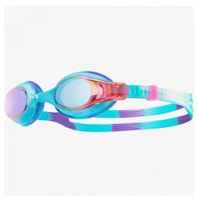 Очки для плавания дет. TYR Swimple Tie Dye Mirrored, арт.LGSWTDM-547, ЗЕРКАЛЬНЫЕ линзы, мультикол. опр. 