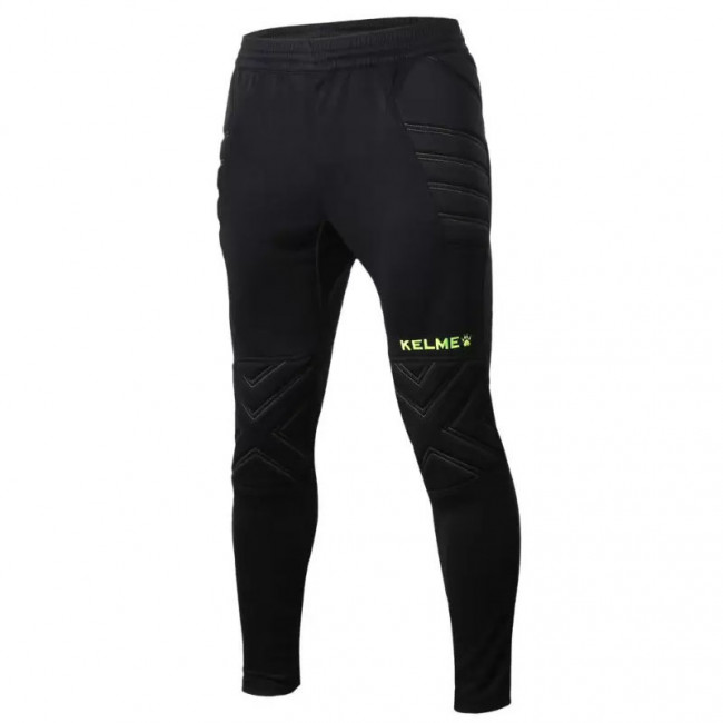 Брюки врат. детские KELME K15Z408LC-010-160, р.160, 100% полиэстер, черно-салатовый 