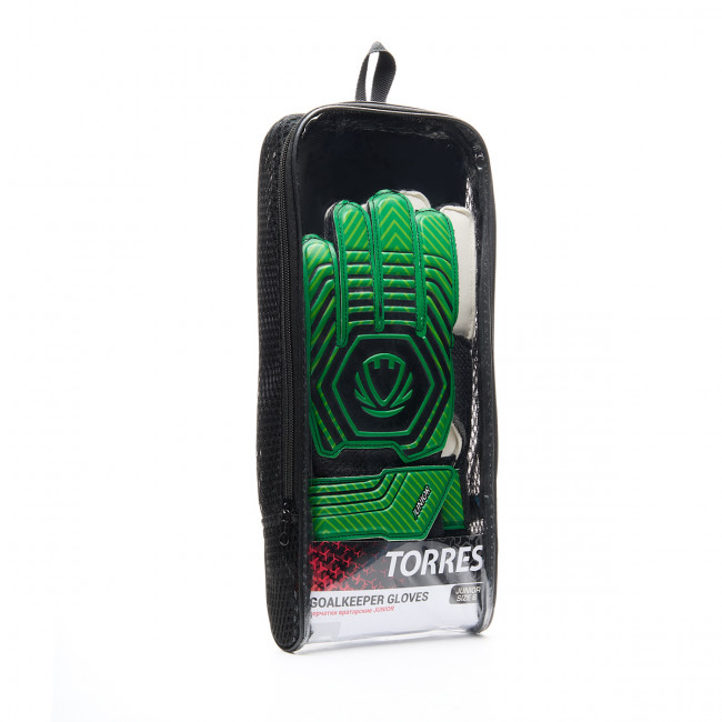 Перчатки вратарские TORRES Junior, FG0523606-5, р.5, 3 мм латекс, удл.манж.,черно-зеленый 