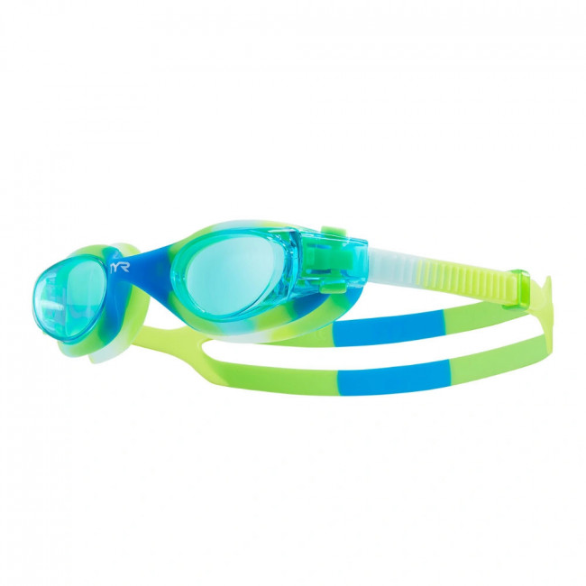 Очки для плавания подр. TYR Vesi Tie Dye Junior, арт.LGVSITD-487, ГОЛУБЫЕ линзы, мультиколор опр. 