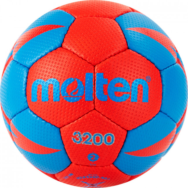 Мяч гандбольный MOLTEN 3200, H2X3200-RB, р.2, 32пан, ПУ, сертификат IHF, руч.сш, красно-синий 