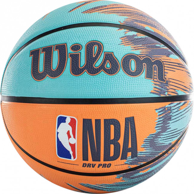 Мяч баскетбольный WILSON NBA DRV PRO STREAK BSKT, WZ3012501XB7 р.7, резина, бутил.камера, бирюзово-оранжевый Мяч баскетбольный WILSON NBA DRV PRO STREAK BSKT, WZ3012501XB7 р.7, резина, бутил.камера, бирюзово-оранжевый