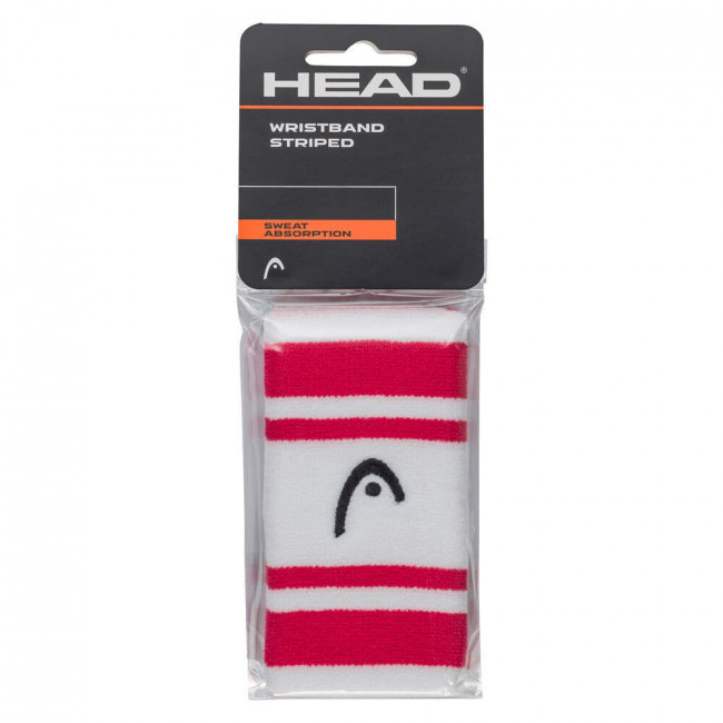 Напульсники HEAD 5" striped, 285874-MAWH, ширина 12,7 см, 90% нейлон,10% эластан,пара,бело-малиновый 
