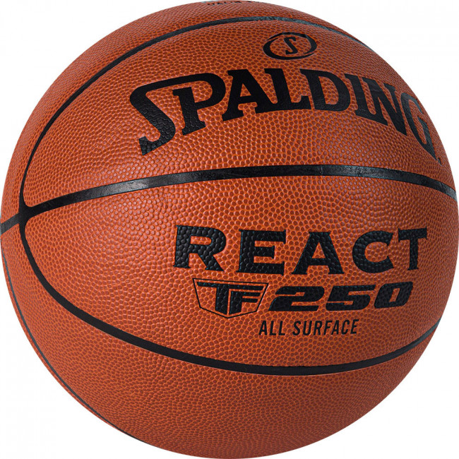 Мяч баскетбольный SPALDING React TF 250 76967Z_7, р.7, композит. кожа (ПУ), коричнево-черный 