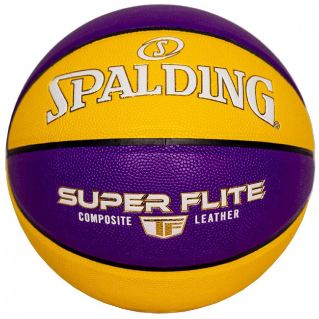 Мяч баскетбольный SPALDING Super Flite 76930Z_7, р.7, композит. кожа (ПУ), желто-фиолетовый 