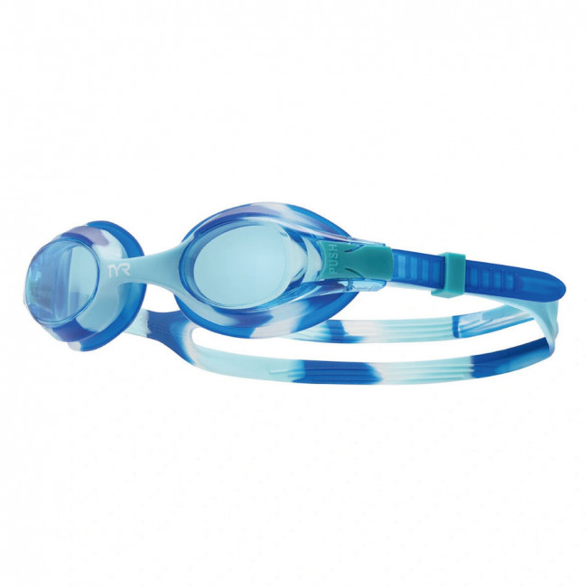 Очки для плавания дет. TYR Swimple Tie Dye Jr, LGSWTD-420, СИНИЕ линзы, мультиколор опр. 