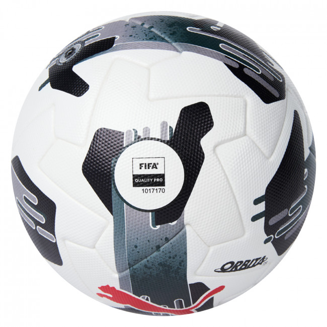 Мяч футбольный PUMA Orbita 1 TB, 08432202, р.5, FIFA Quality Pro, 12 пан, ПУ, термосшивка, бело-черный 