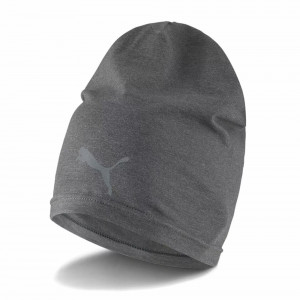 Шапка PUMA Slouchy Running Beanie, 02346902, 56% хлопок, 41% полиэстер, 3% эластан, серый
