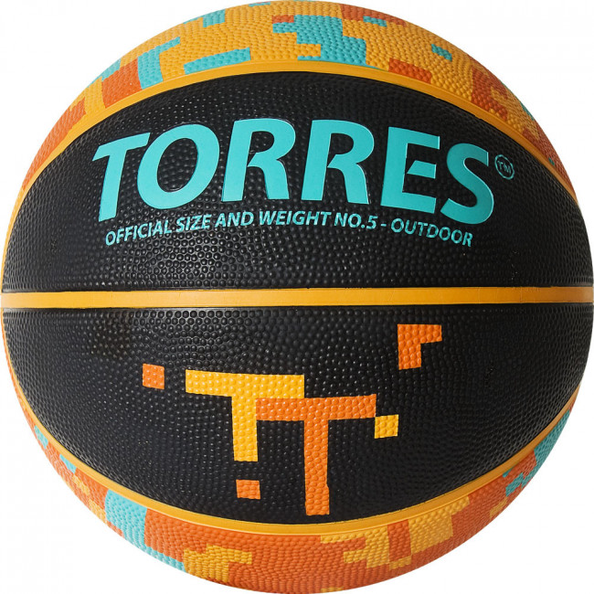 Мяч баскетбольный "TORRES TT" арт. B02125, р.5, резина, нейлон. корд, бут. кам., черный-мультиколор 