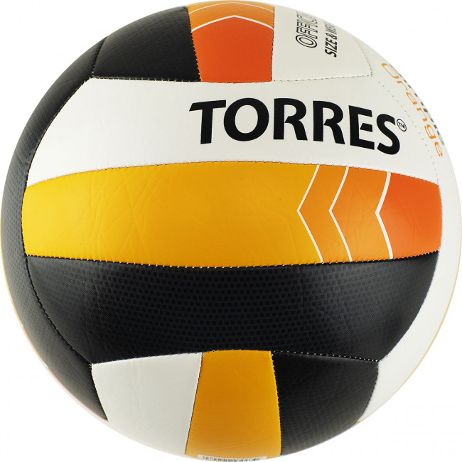 Мяч волейбольный "TORRES Simple Orange" арт.V32125, р.5, синт.кожа (ТПУ), маш. сшивка, бут.кам,бел-чер-оранж 