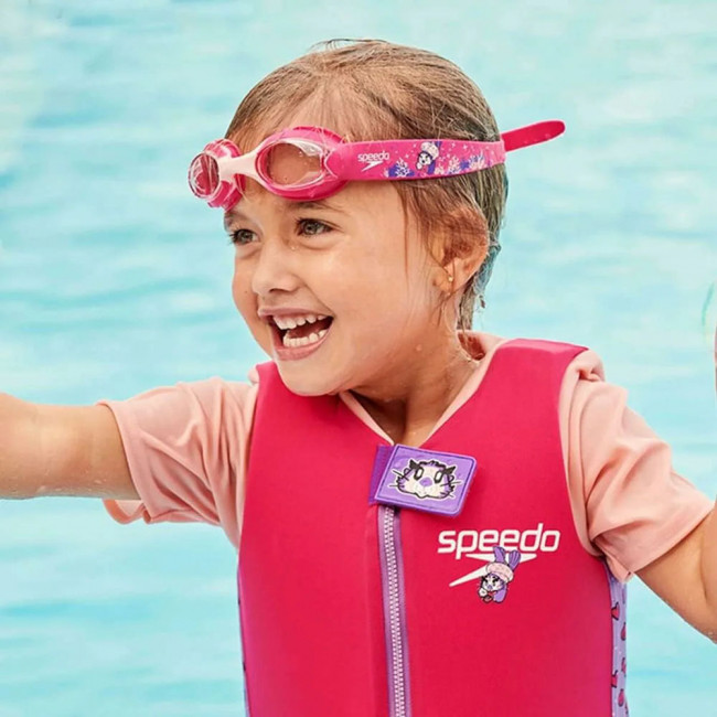 Очки для плавания детск. SPEEDO Illusion Infant Jr, 8-1211514639, ПРОЗРАЧНЫЕ линзы, розовая оправ 