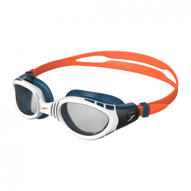 Очки для плавания SPEEDO Futura Biofuse Flexiseal Triathlon, 8-11256B985, ДЫМЧАТЫЕ линзы, оранж. оправа 