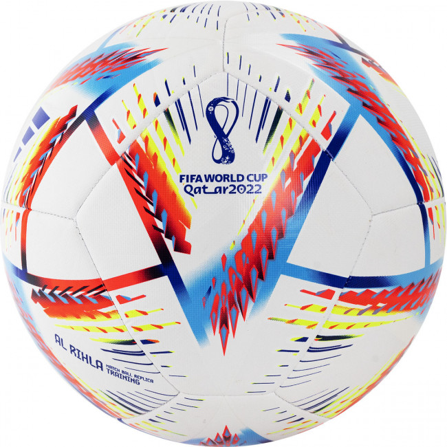 Мяч футбольный "ADIDAS WC22 Rihla Training" арт. H57798, р.5, 12 пан., ТПУ, маш.сш., бело-мультиколор 