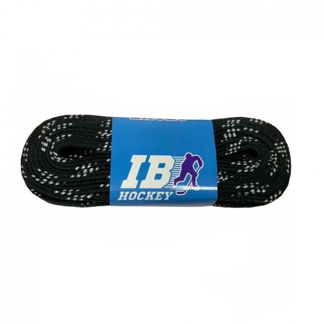 Шнурки для коньков IB Hockey с пропиткой, HLIB305BK, полиэстер, 305см, черные 
