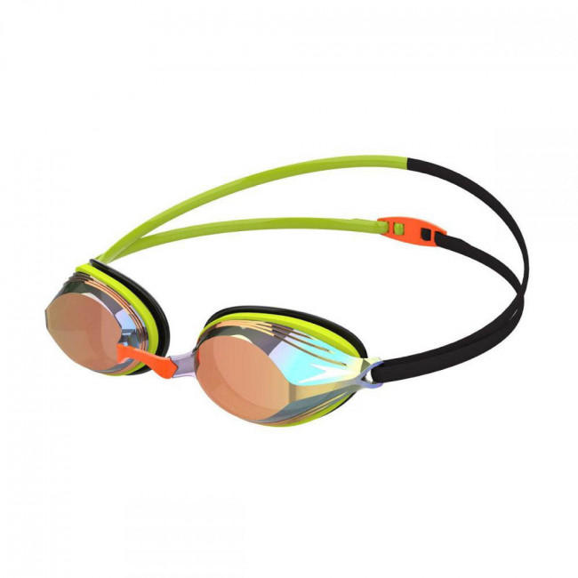 Очки для плавания "SPEEDO Vengeance Mirror", арт.8-11324G789, ЗЕРКАЛЬНЫЕ линзы, зеленая оправа 