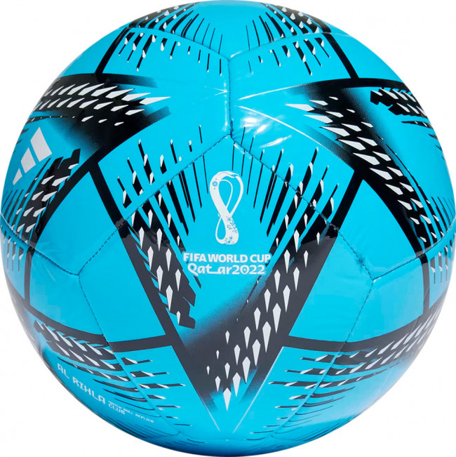 Мяч футбольный ADIDAS WC22 Rihla Club H57784, р.5, ТПУ, 12 пан., маш.сш., черно-бело-голубой 