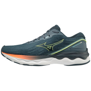 Кроссовки бег. MIZUNO Wave Skyrise, J1GC220981,р.UK11 (рос.45), иск. кожа, текстиль,синий