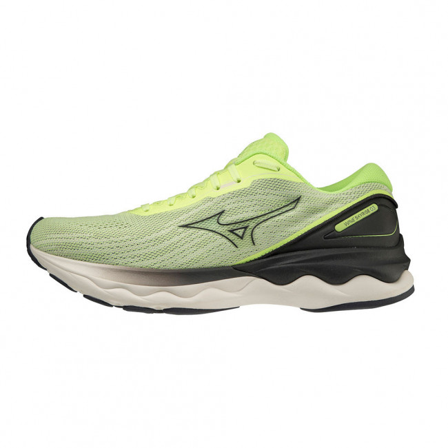 Кроссовки бег. MIZUNO Wave Skyrise, J1GC220915,р.UK11 (рос.45), иск. кожа, текстиль,салатовый 