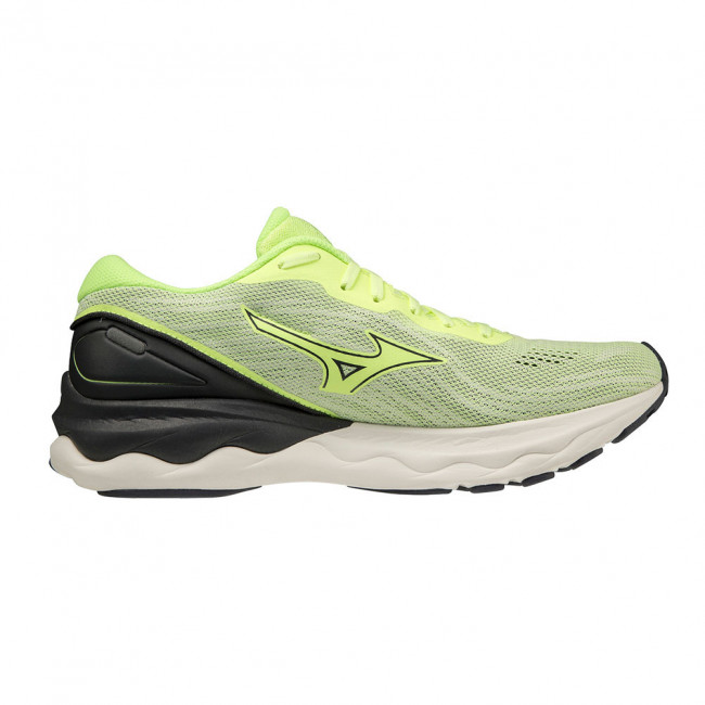 Кроссовки бег. MIZUNO Wave Skyrise, J1GC220915,р.UK11 (рос.45), иск. кожа, текстиль,салатовый 