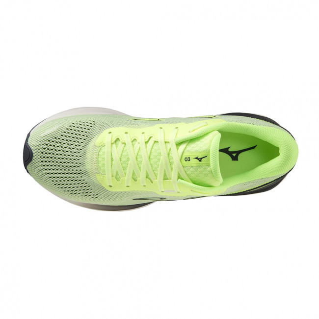 Кроссовки бег. MIZUNO Wave Skyrise, J1GC220915,р.UK11 (рос.45), иск. кожа, текстиль,салатовый 