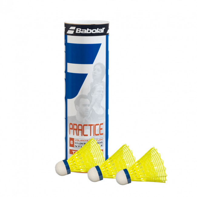 Воланы для бадминтона BABOLAT Practice, 562005, уп. 6 шт, нейлон, средняя скорость, желтый 