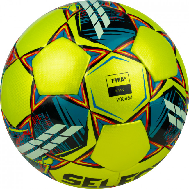 Мяч футзальный SELECT Futsal Mimas, 1053460550, р.4, BASIC, 32 пан, гл.ПУ, руч.сш, жел-сине-красный 