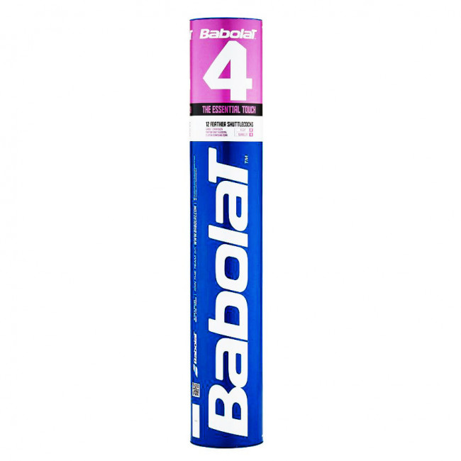Воланы для бадминтона BABOLAT 4 (перо/пробка),551020, уп.12шт., бел., средняя скорость 