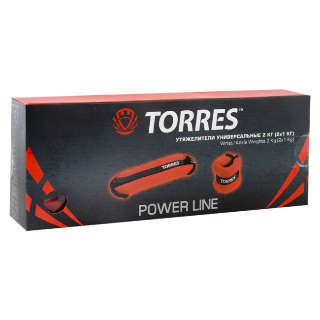 Утяжелители универсальные"TORRES 2 кг" арт.PL110182 (2штх1кг),неопрен, металл. песок, красно-черны 