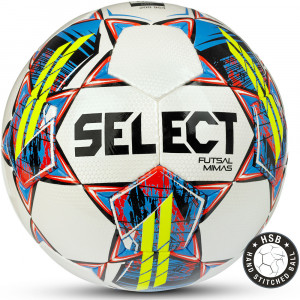 Мяч футзальный SELECT Futsal Mimas арт. 1063460009-009, р.4, Basic, 32 пан, ПУ, руч.сш, бел-сине-красн.