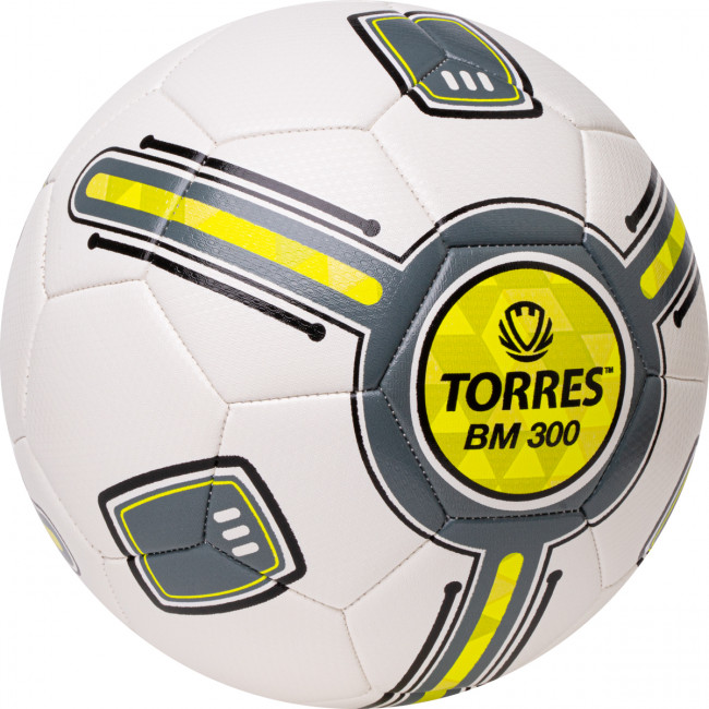Мяч футбольный TORRES BM 300, F323653, р.3, 32 пан.,ТПУ,2 подк. слой, маш. сш., бело-серо-желтый 