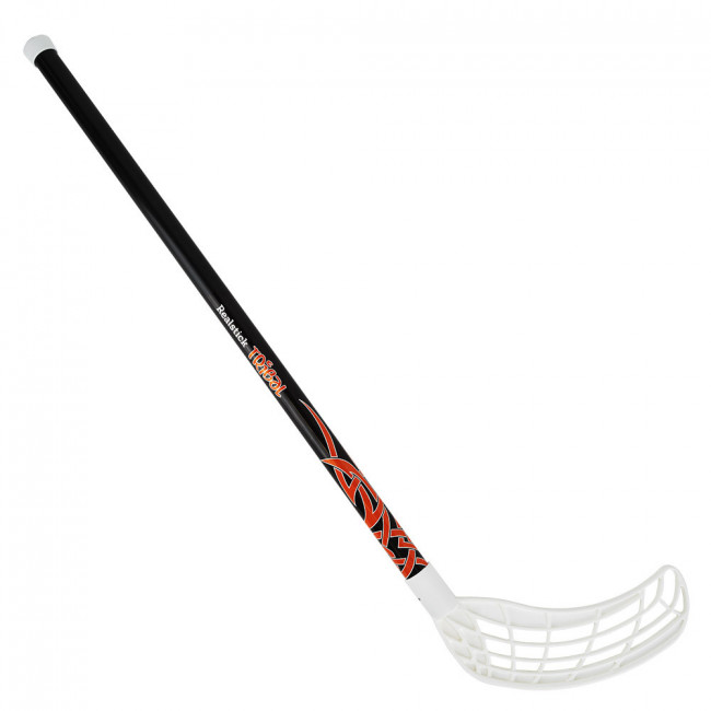 Клюшка для флорбола RealStick Tribal Jr, MR-KF-TR85-WH, 85см,прямой крюк,пластик,черн-бел-оранж 