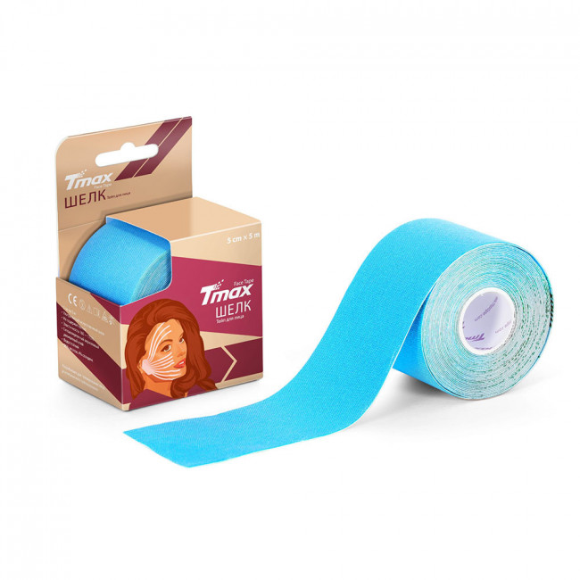 Тейп кинезиологический Tmax Beauty Tape (5cmW x 5mL), вискоза, голубой 