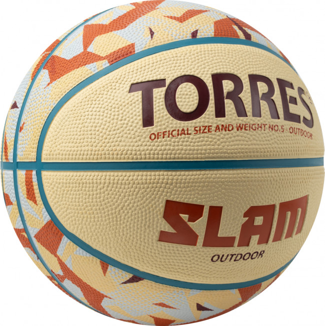 Мяч баскетбольный TORRES Slam, B023145, р.5, резина, нейлон. корд, бут. кам, бежево-коричневый 