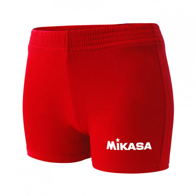 Шорты тренировочные жен. MIKASA MT165-04-L, р.L, 92% хлопок, 8% эластан, красный 