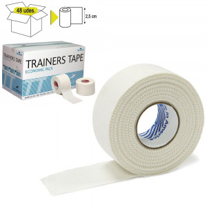 Тейп спортивный Rehab Trainers Tape, арт.TT01, хлопок, полиэстер, 2.5 см x 10 м, уп. 48 шт, белый