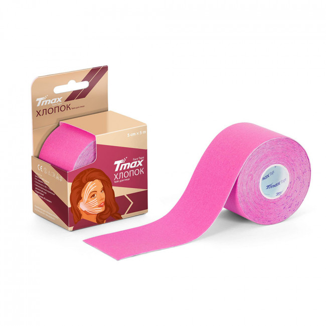 Тейп кинезиологический Tmax Beauty Tape (5cmW x 5mL), хлопок, розовый 