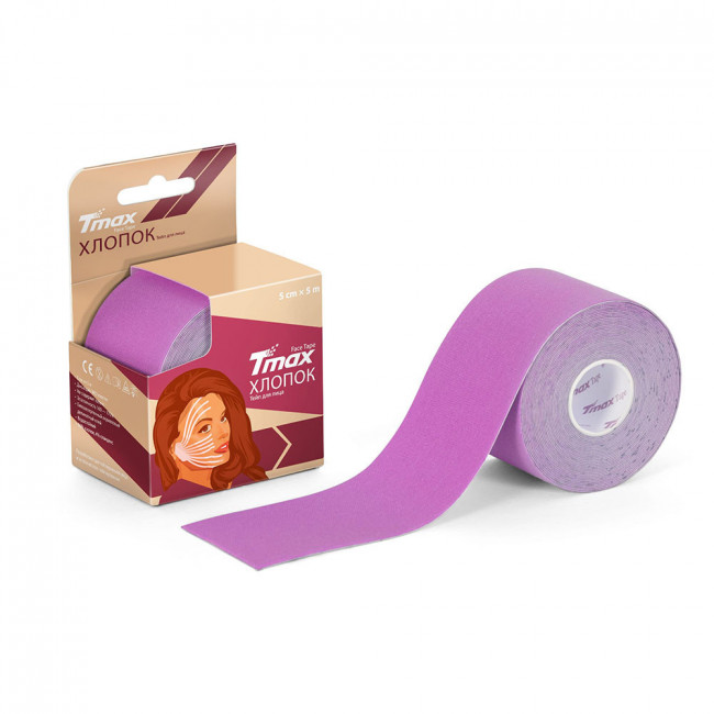 Тейп кинезиологический Tmax Beauty Tape (5cmW x 5mL), хлопок, сиреневый 