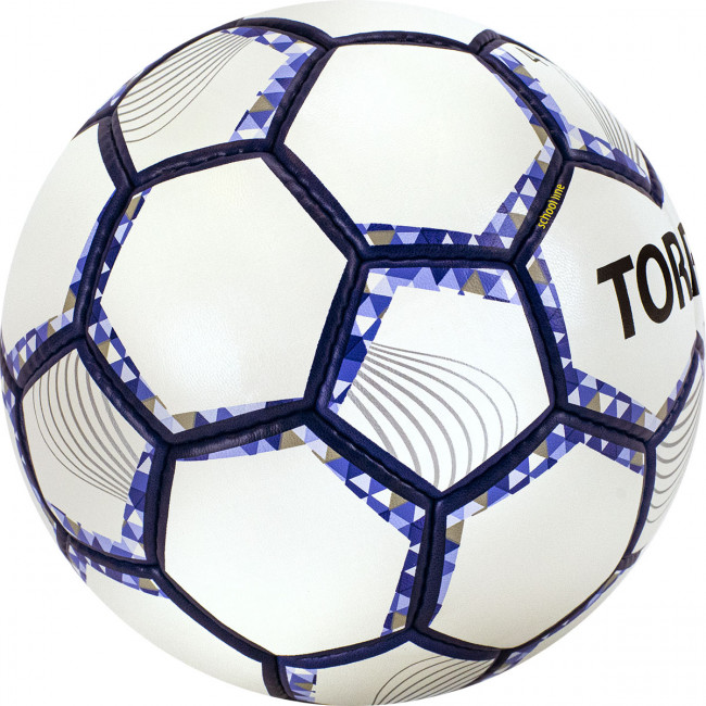 Мяч футзальный "TORRES Futsal Training" арт.FS32044, р.4, 32 пан. PU, 4 подкл. слоя, бело-фиолет-черн 