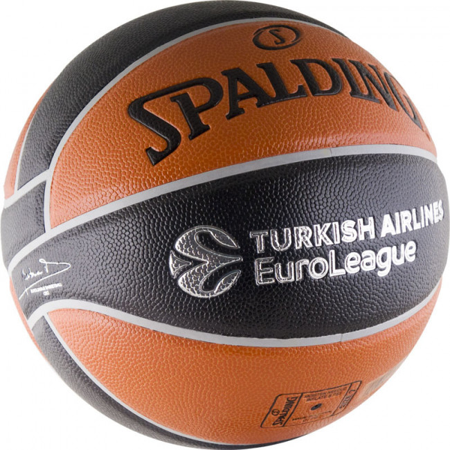 Мяч баскетбольный SPALDING TF-500 Euroleague р.7, 84002z, полиуретан-композит, коричнево-черный Мяч баскетбольный SPALDING TF-500 Euroleague р.7, 84002z, полиуретан-композит, коричнево-черный